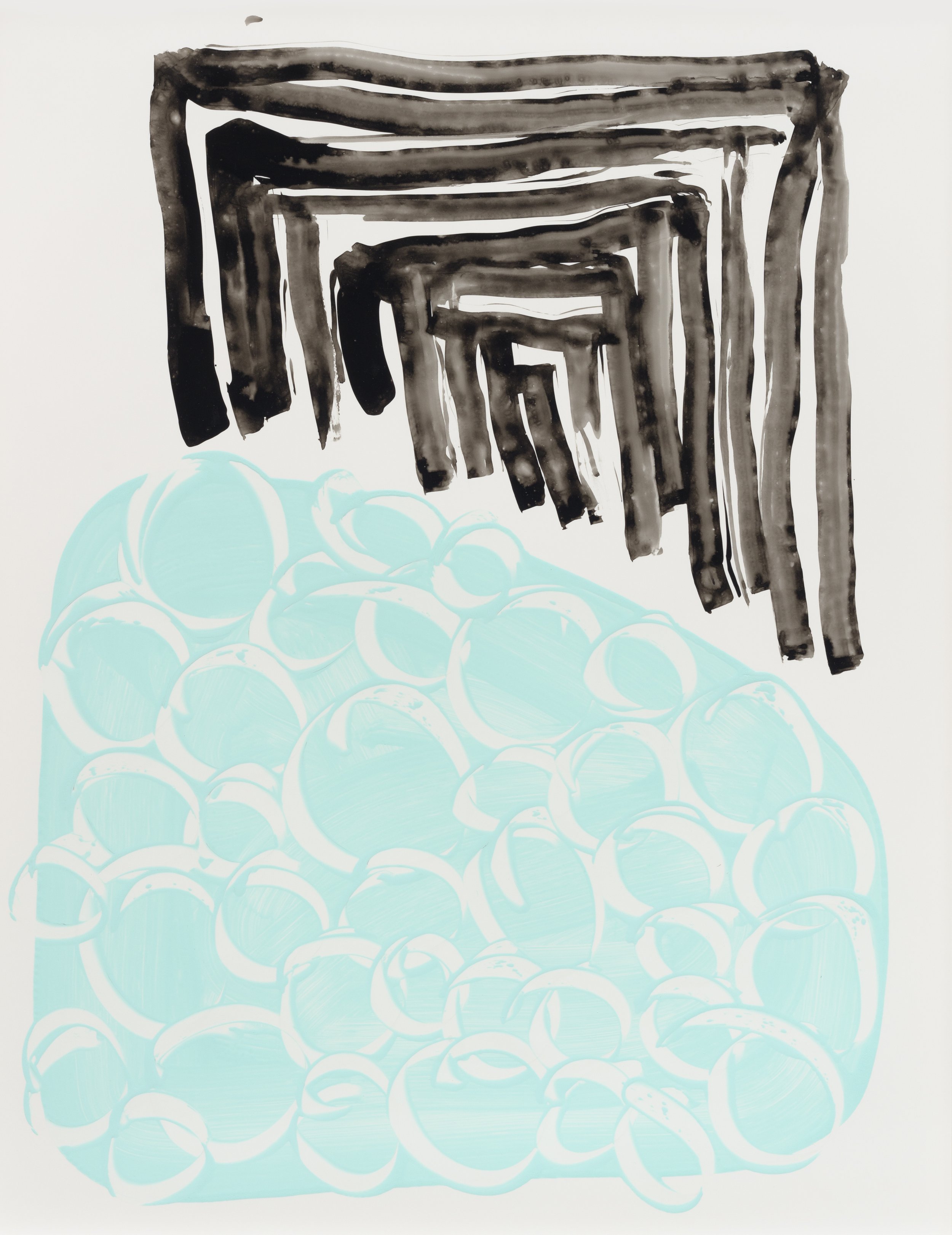 "Untitled", ink and acrylic paint on synthetic paper, 20"X26", 2021, Photo: Lance Brewer