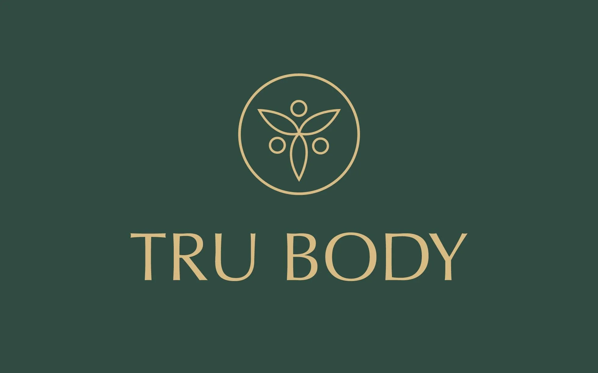 Brand identity design featuring the TRU BODY logo in a clean, minimal wellness-focused layout
