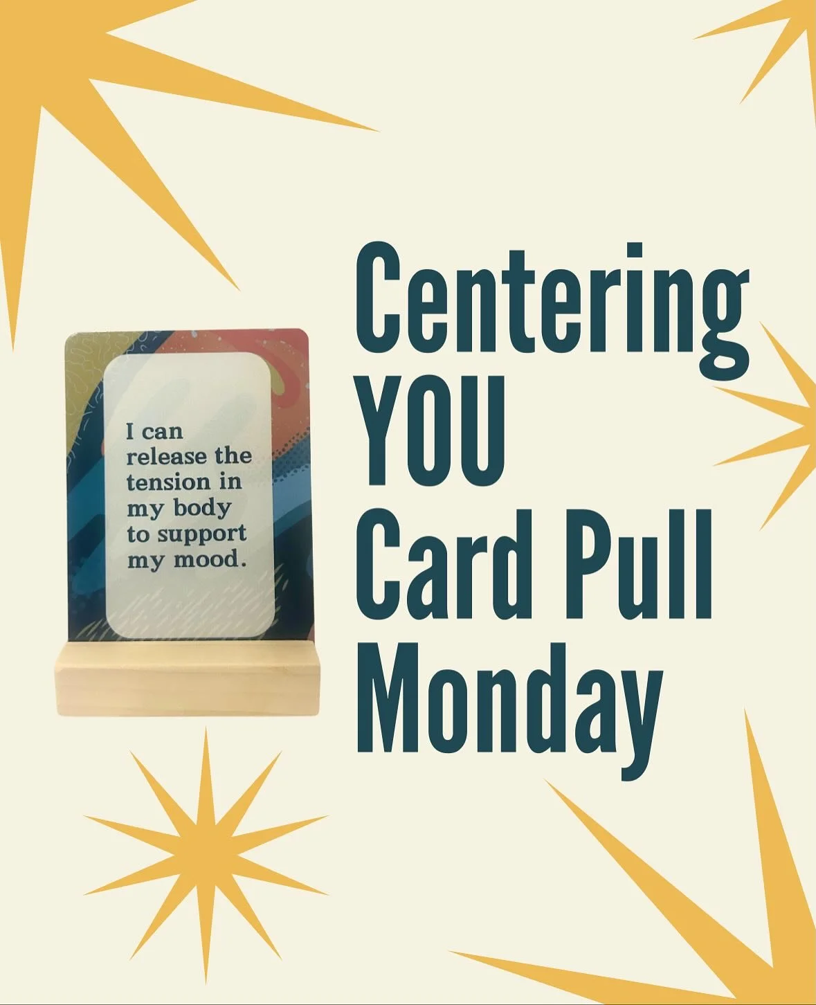 ✨ Centering YOU ✨
Card Pull Monday
Sometimes we carry tension without even realizing it &mdash; letting it build and linger as we move through the day.
Today&rsquo;s reminder: take a moment to relax and release.
Try a gentle body scan or a few rounds