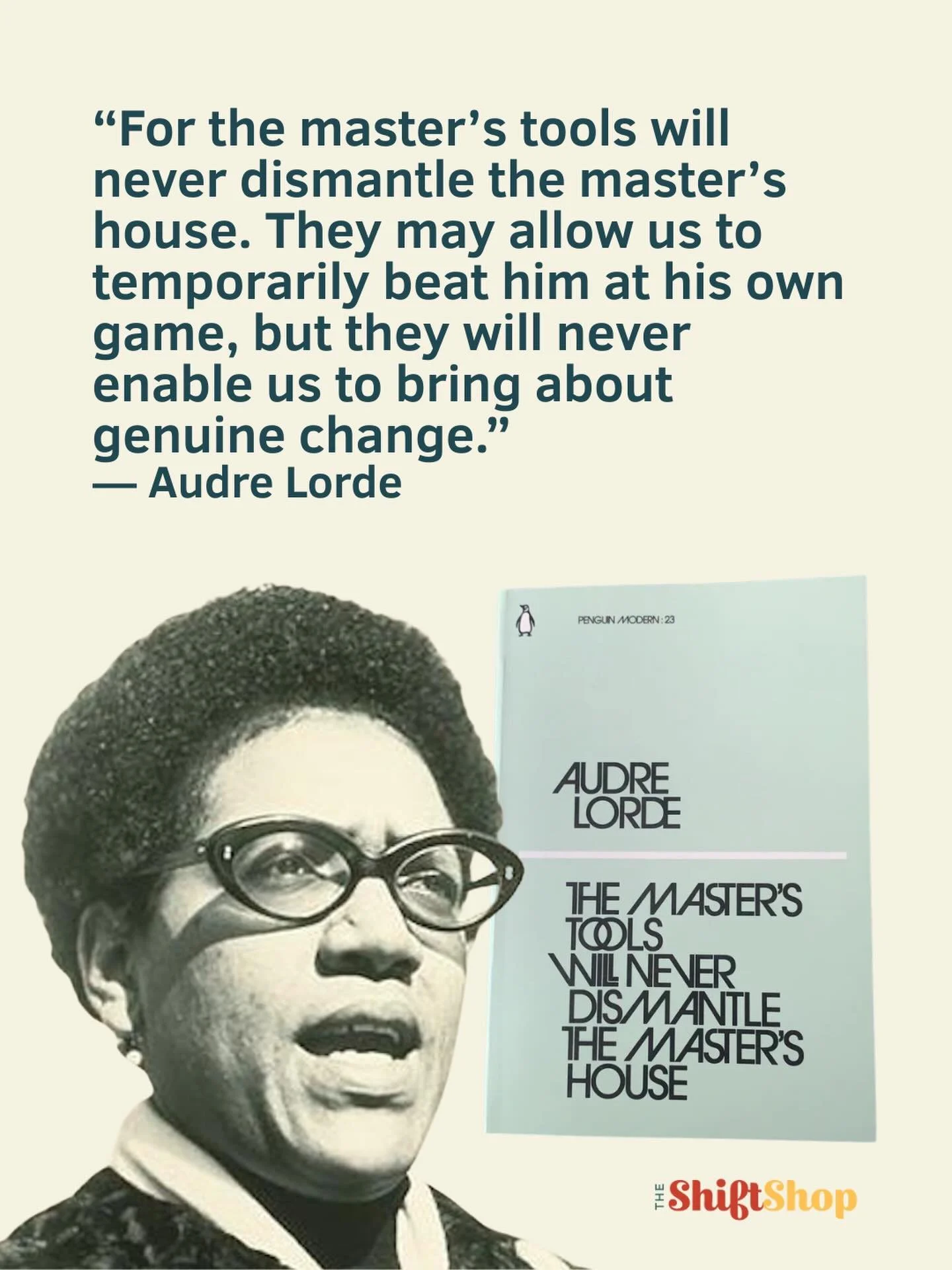 Celebrating the legacy of Audre Lorde today.
&ldquo;For the master&rsquo;s tools will never dismantle the master&rsquo;s house&hellip;&rdquo;
A powerful reminder that real transformation requires more than working within oppressive systems. It demand
