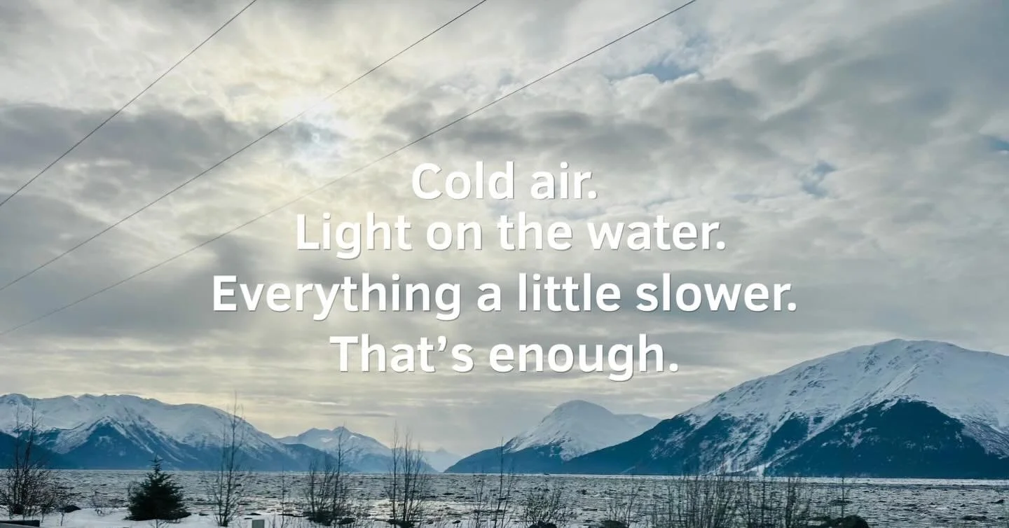 Cold air.
Light on the water.
Everything moving a little slower than usual.
No rush to get anywhere, no need to fill the space.
Time feels wider out here, like there is finally room to just exist.
No urgency, no noise, just presence.
That is enough.