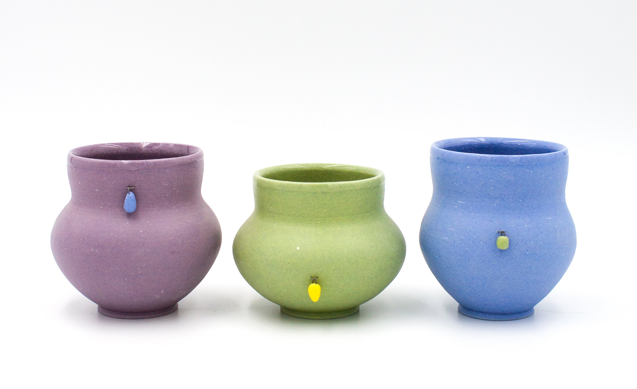 Beaded Tumblers | 2023 | Pigmented Porcelain, Glaze, High Temperature Wire