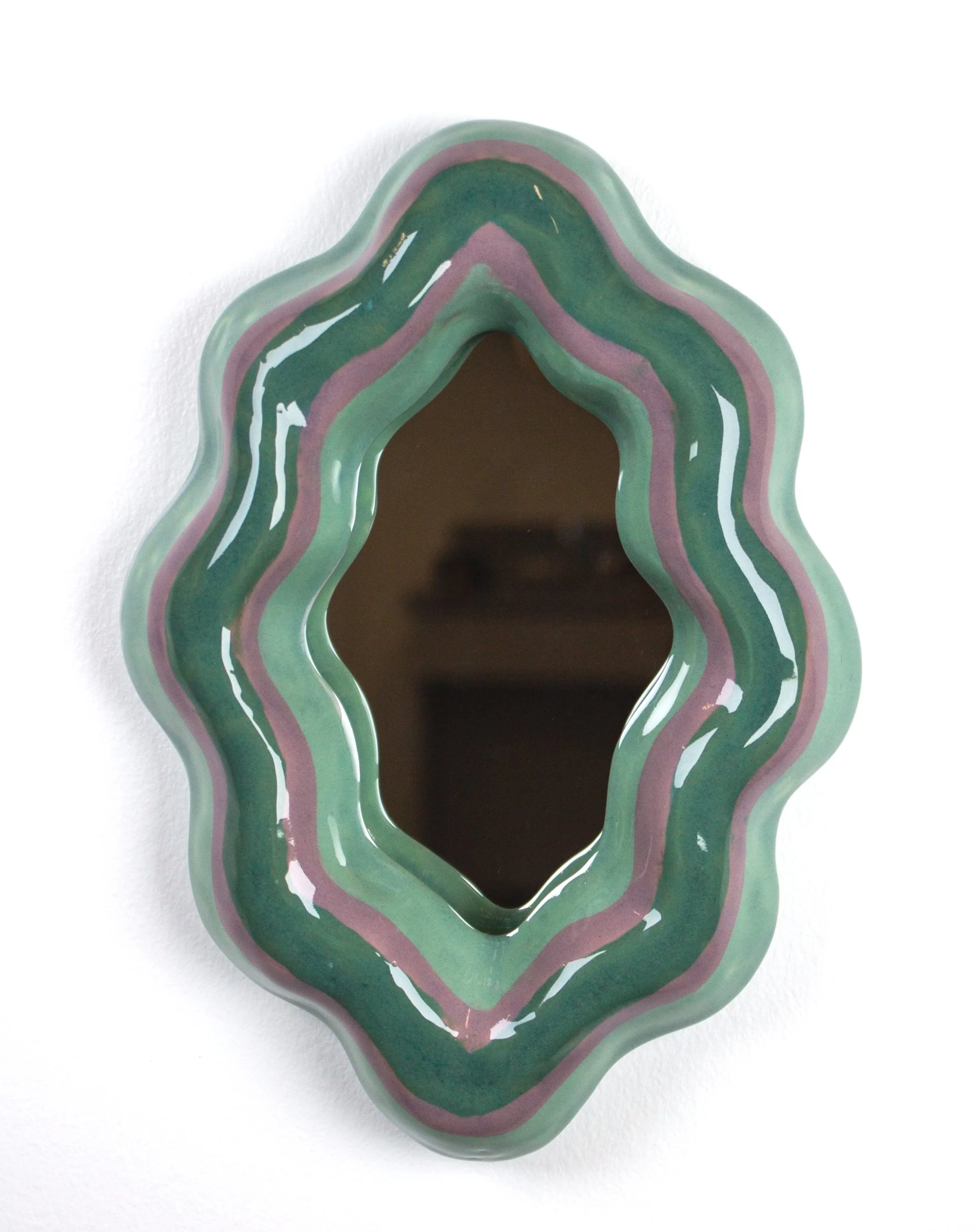 Wiggle Mirror II | 2023 | Pigmented Porcelain, Glaze, Mirror