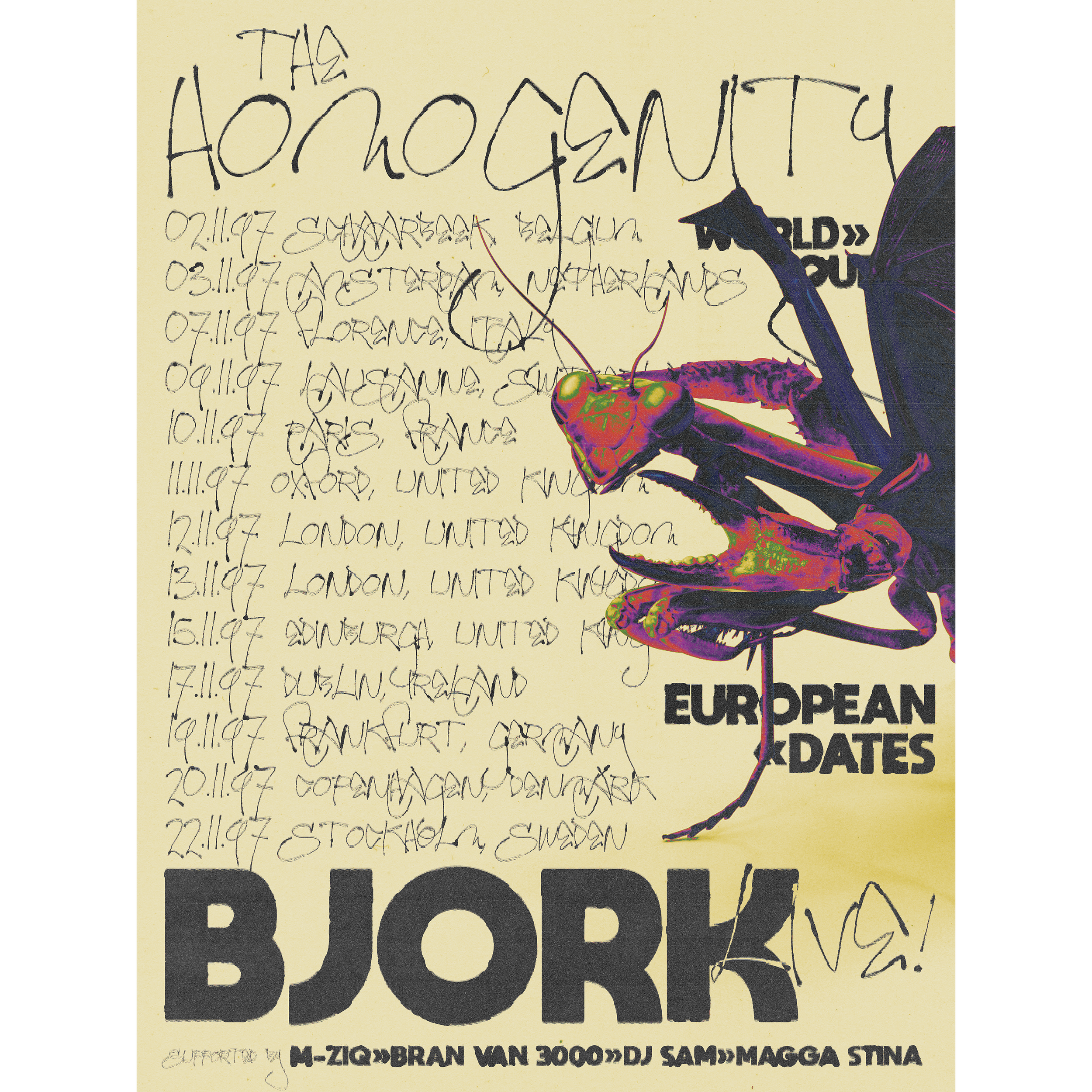 Bjork "The Homogenity World Tour" Concept Promotional Poster 1/2.