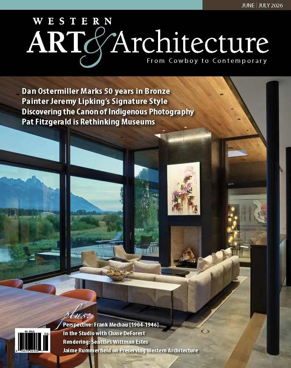 Modern living room with large floor-to-ceiling windows overlooking mountains and greenery, featuring a fireplace, beige sofas, and a wooden ceiling.