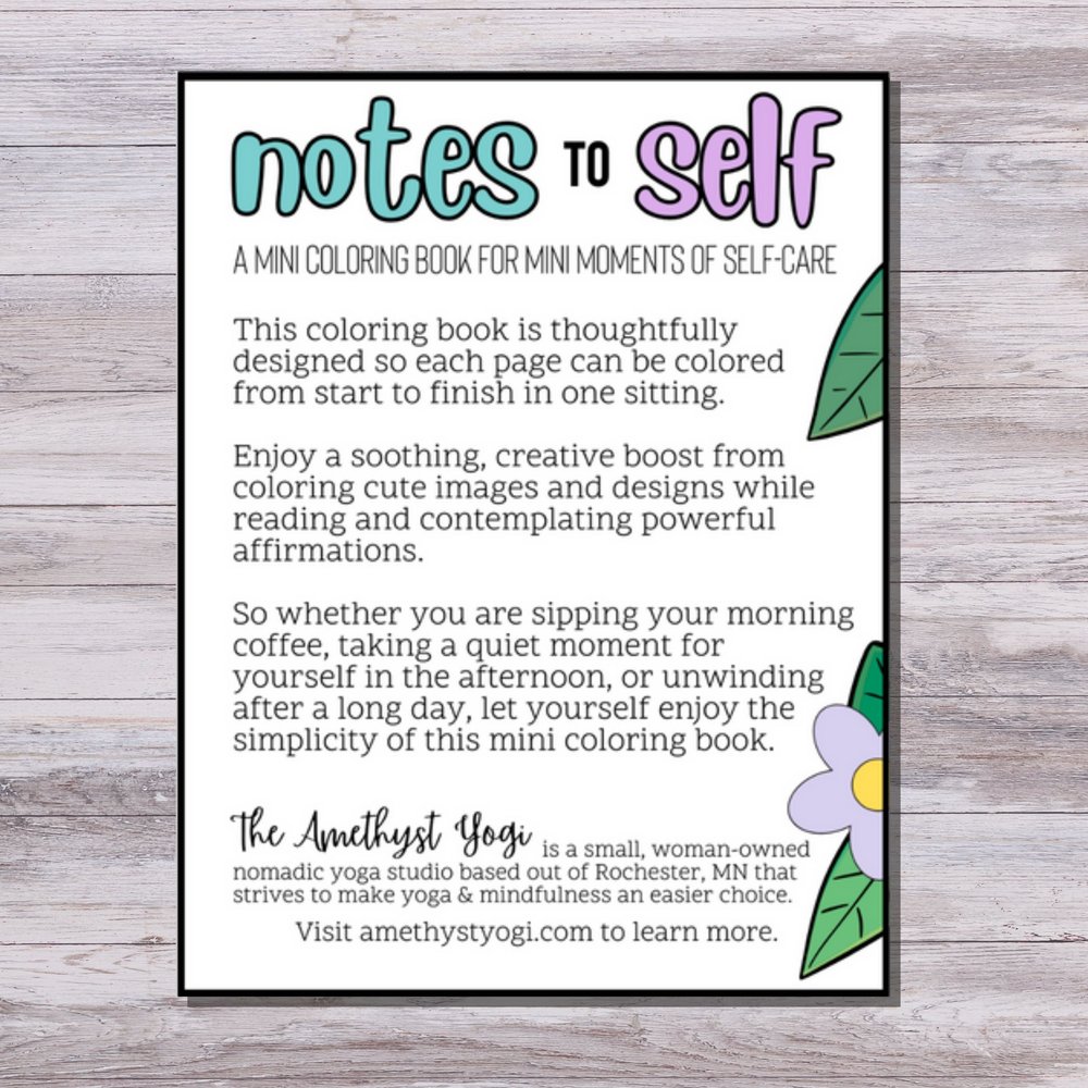 Notes to Self Mini Coloring Book (DIGITAL DOWNLOAD) — The Amethyst Yogi