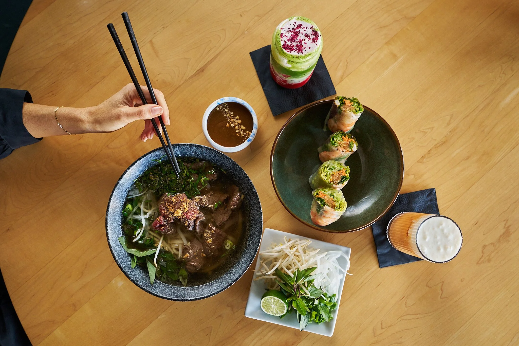 Restaurant photography for Monarch Bay Plaza, styled and photographed by Brianna Beck in Southern California.