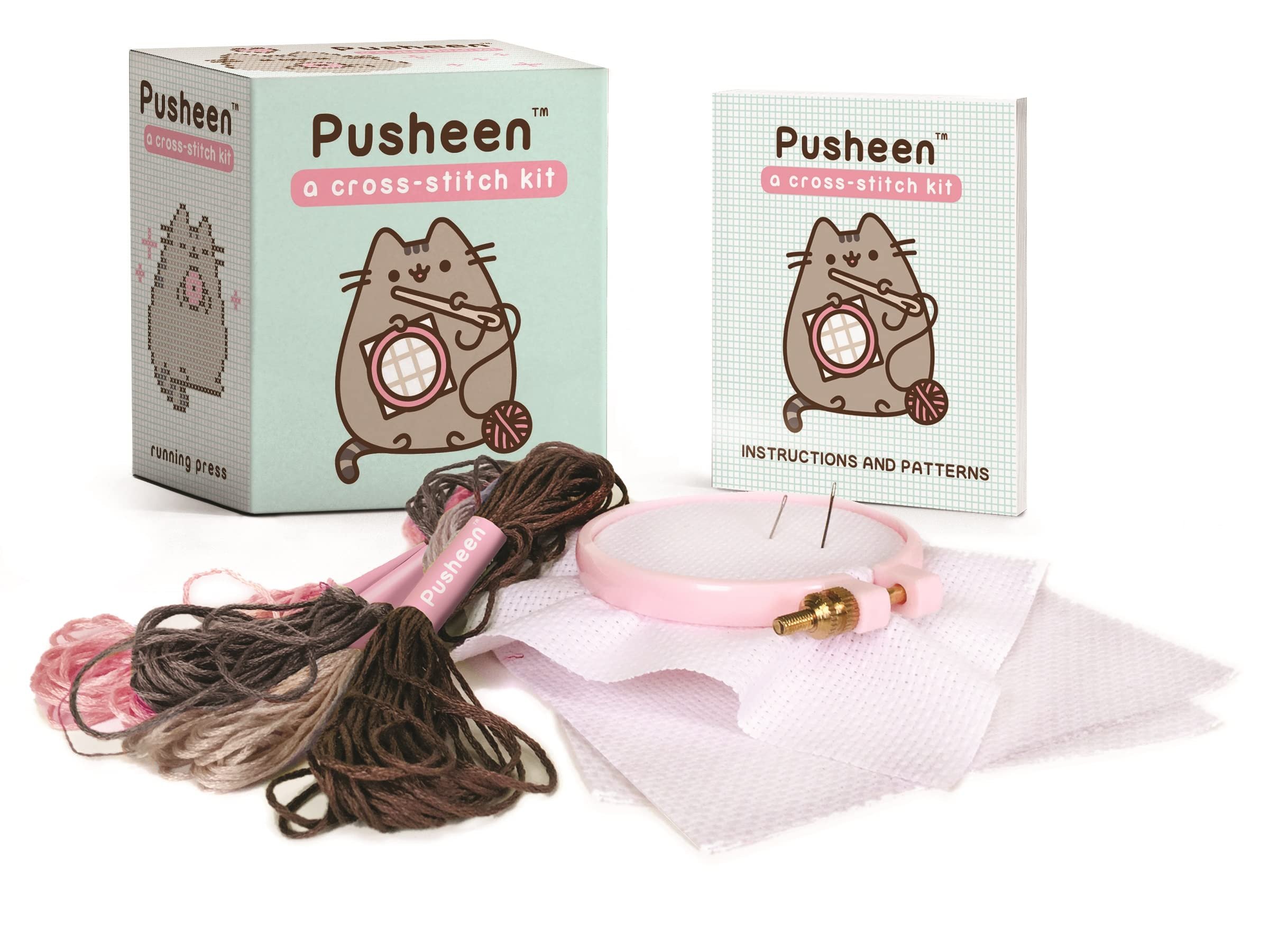 This kit includes everything you need to create cute embroidered of Pusheen designs.