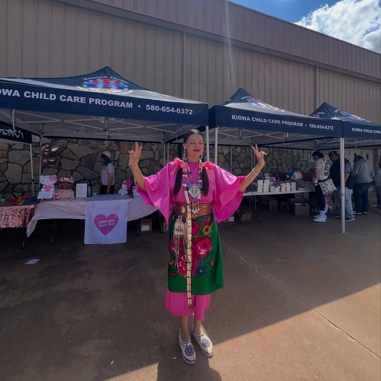 what does giving away over 1,500 books by Native authors at a powwow look like? 👀🌸✨💫🎀💗 we had the chance to host and share books, food, and luv with so many amazing dancers, students, educators, and other attendees at our first-ever BOOK FEST PO