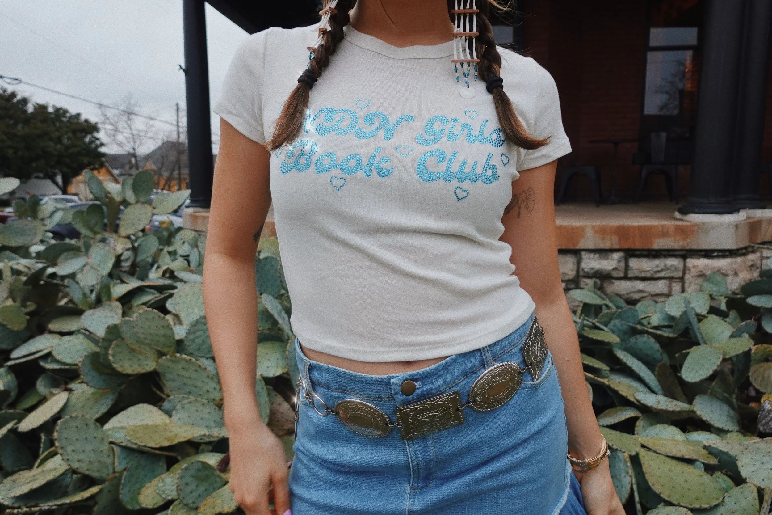 Aquamarine Bedazzled Baby Tee