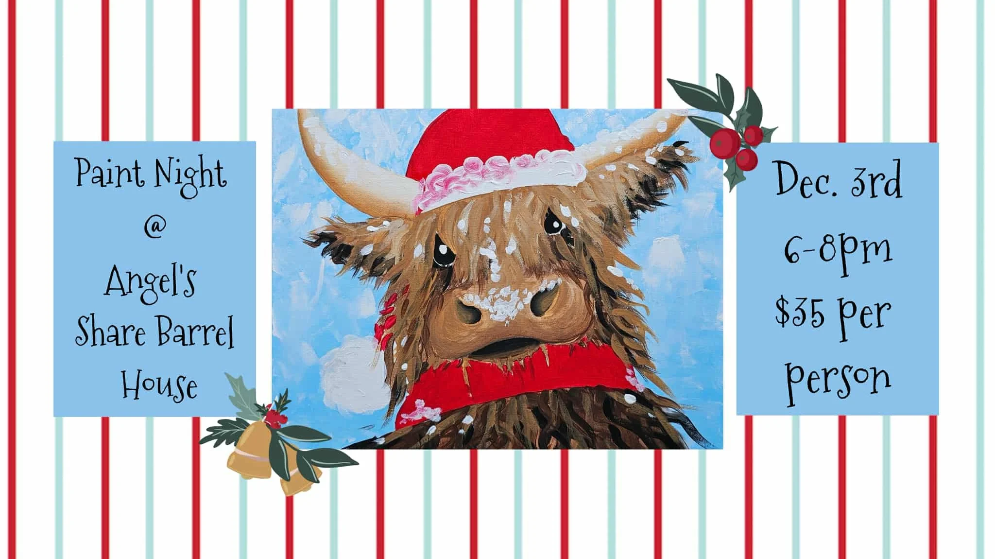 Highland Cow Paint Night at Angel's Share Barrel House