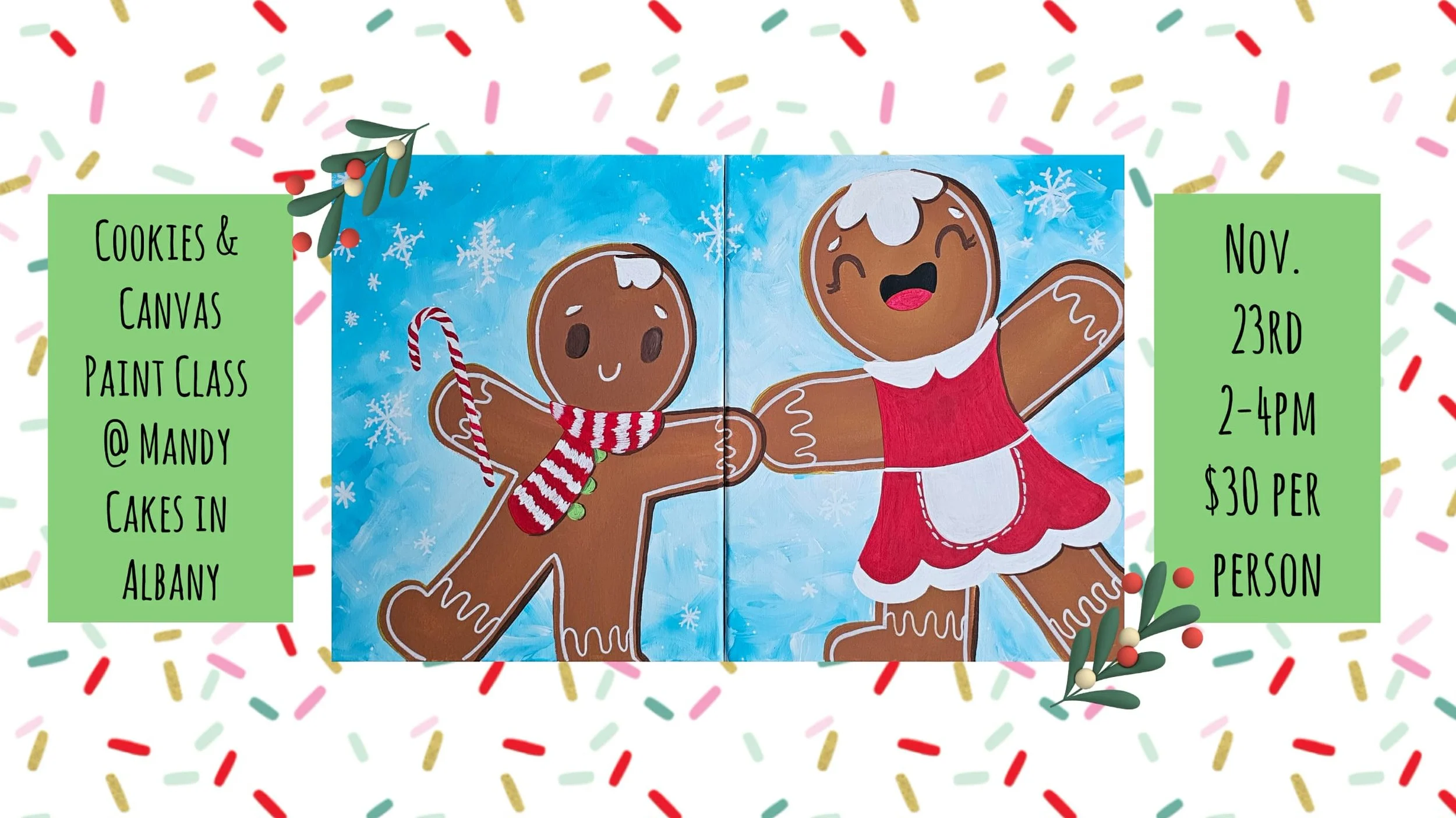 Cookies & Canvas Paint Class at Mandy Cakes in Albany
