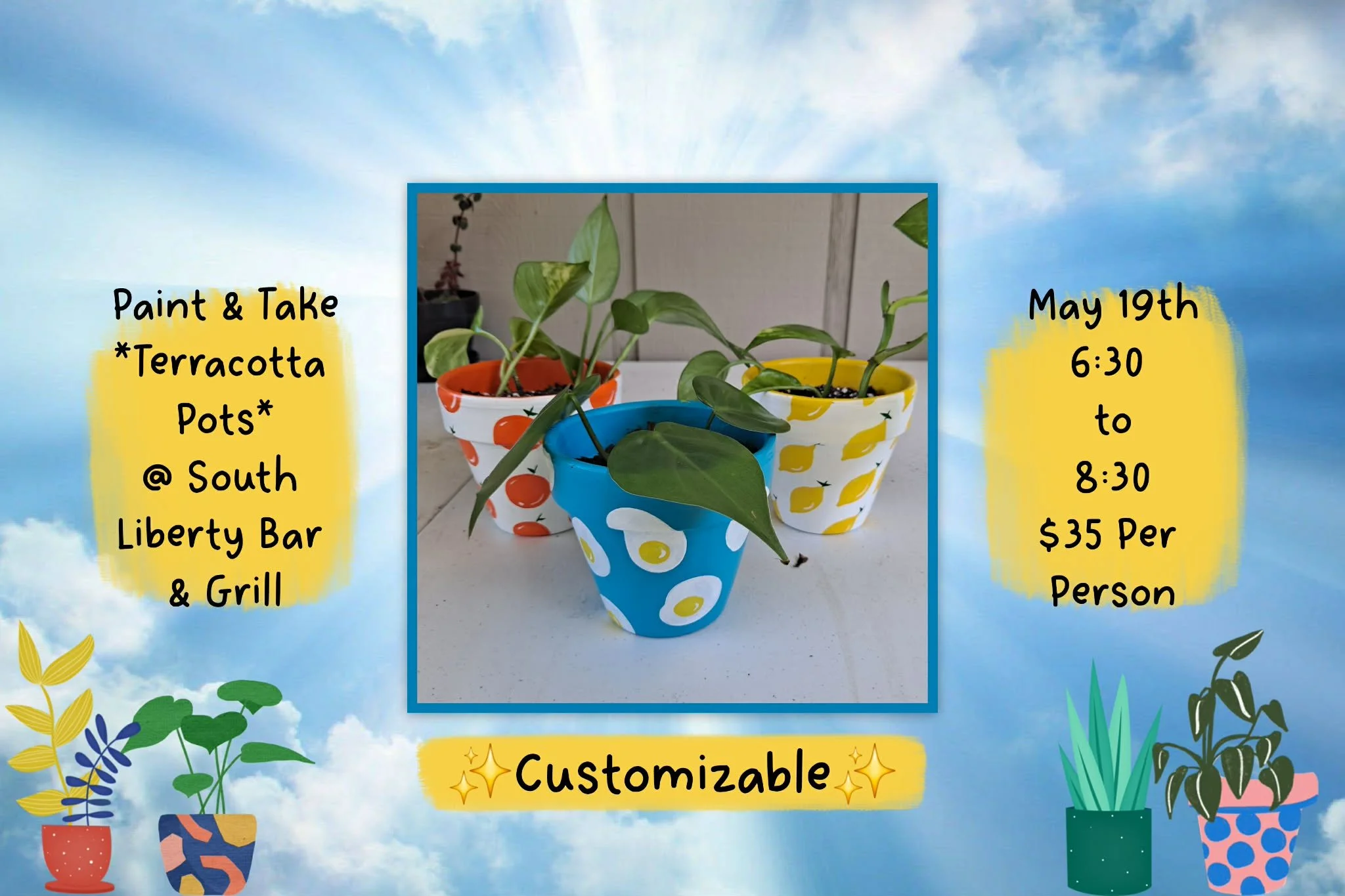 Paint &amp; Take Terracotta Pots at South Liberty Bar &amp; Grill