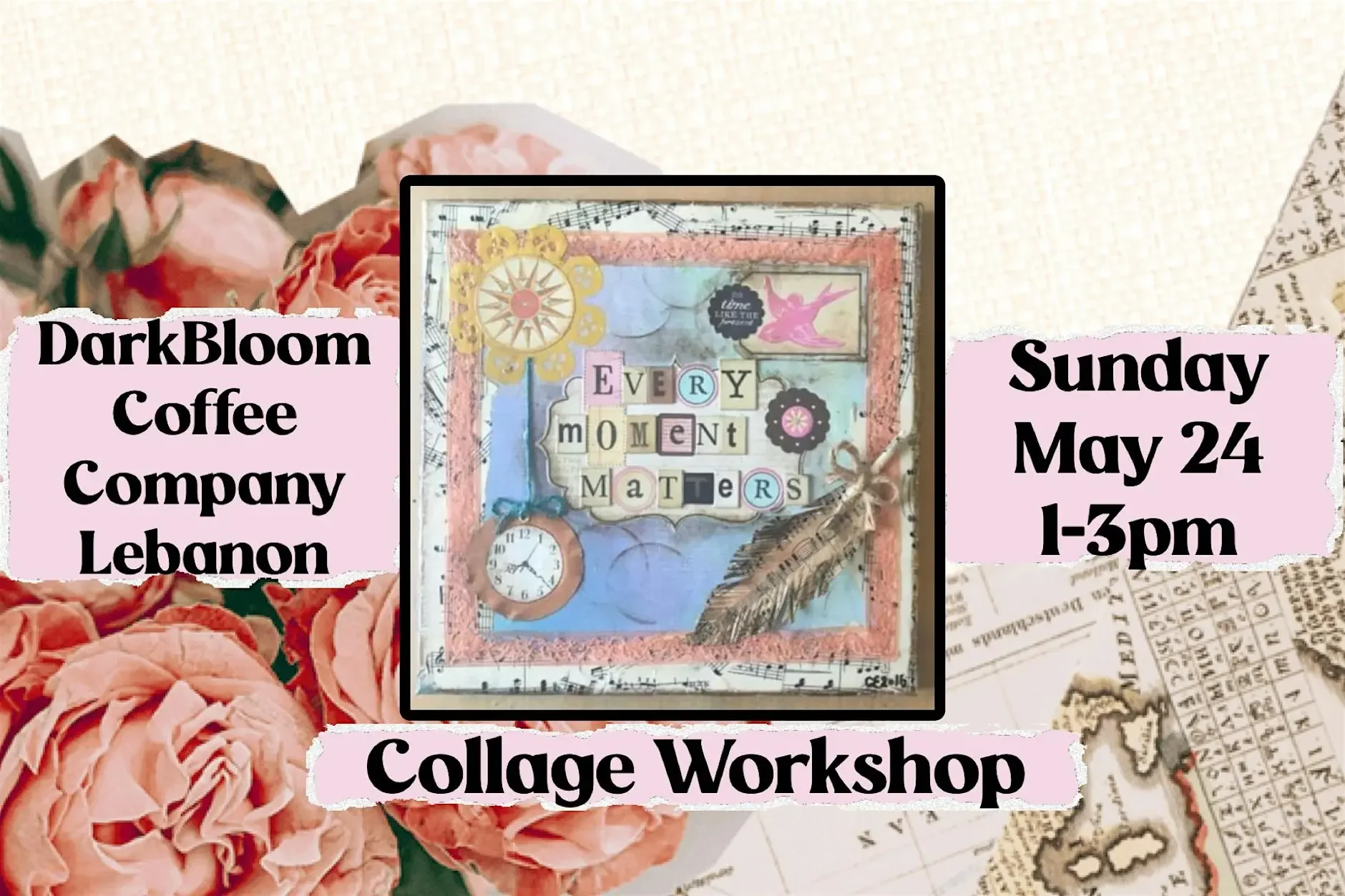 Collaging Workshop at Darkbloom Coffee Company in Lebanon