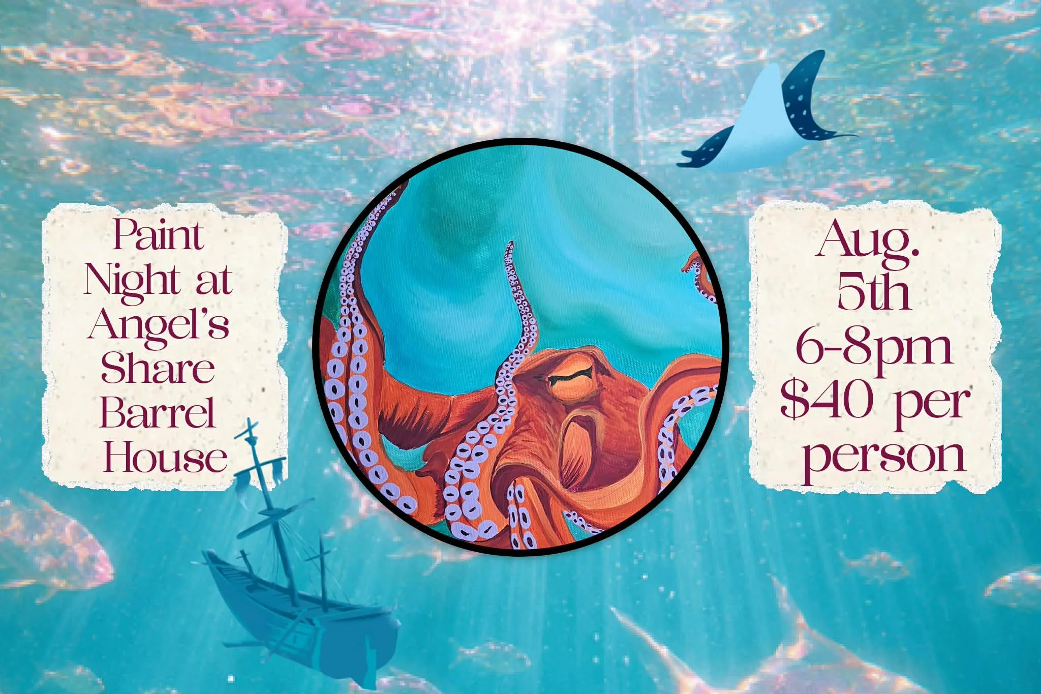 Octopus Paint Night at Angel's Share Barrel House