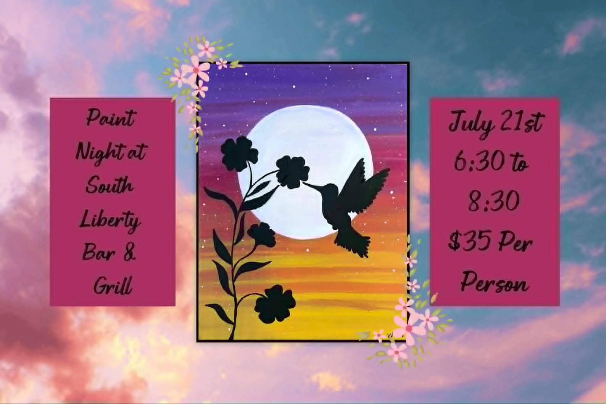 Hummingbird Paint Night at South Liberty Bar &amp; Grill