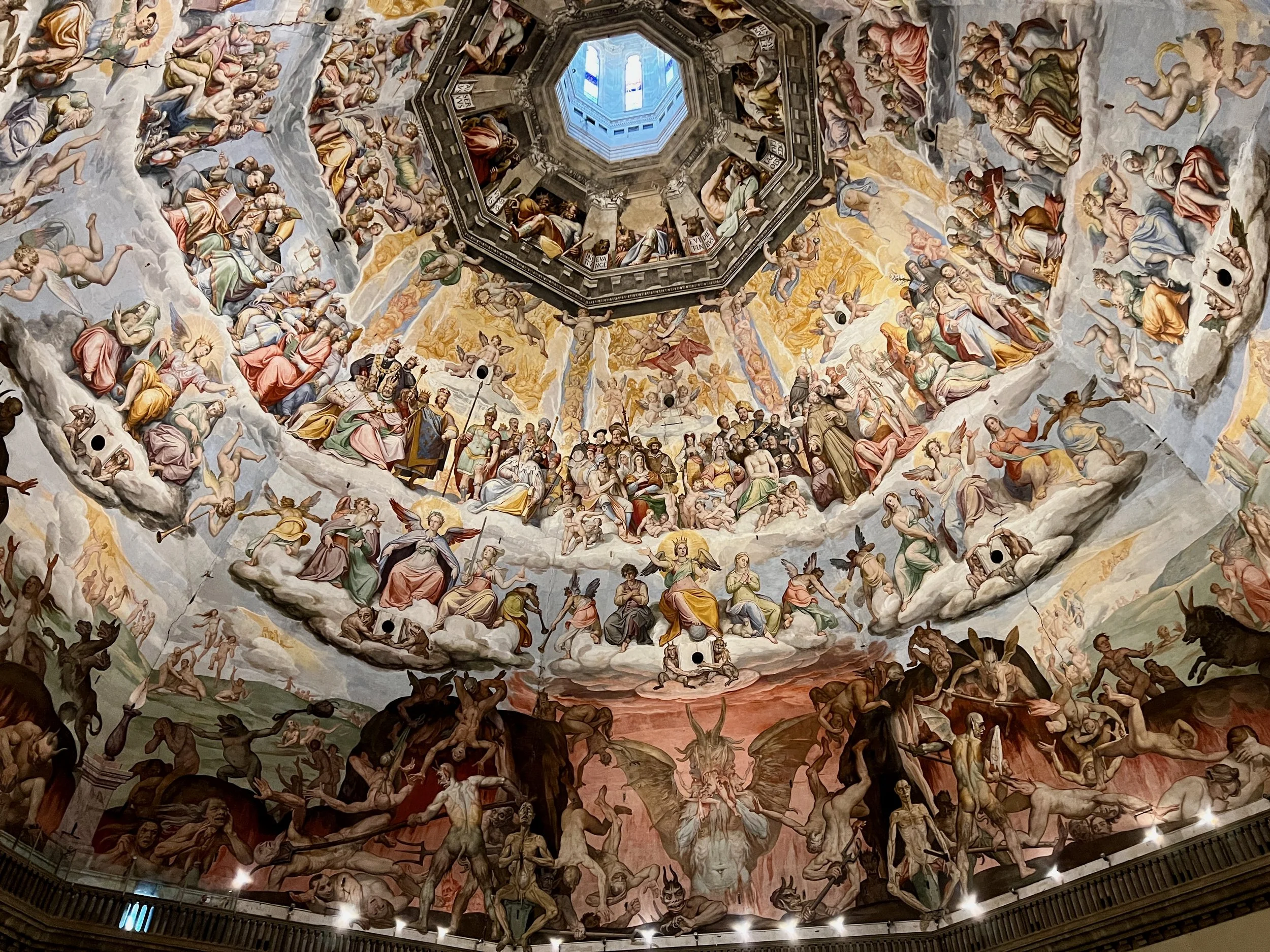 Close up view of the frescoes of the Duomo