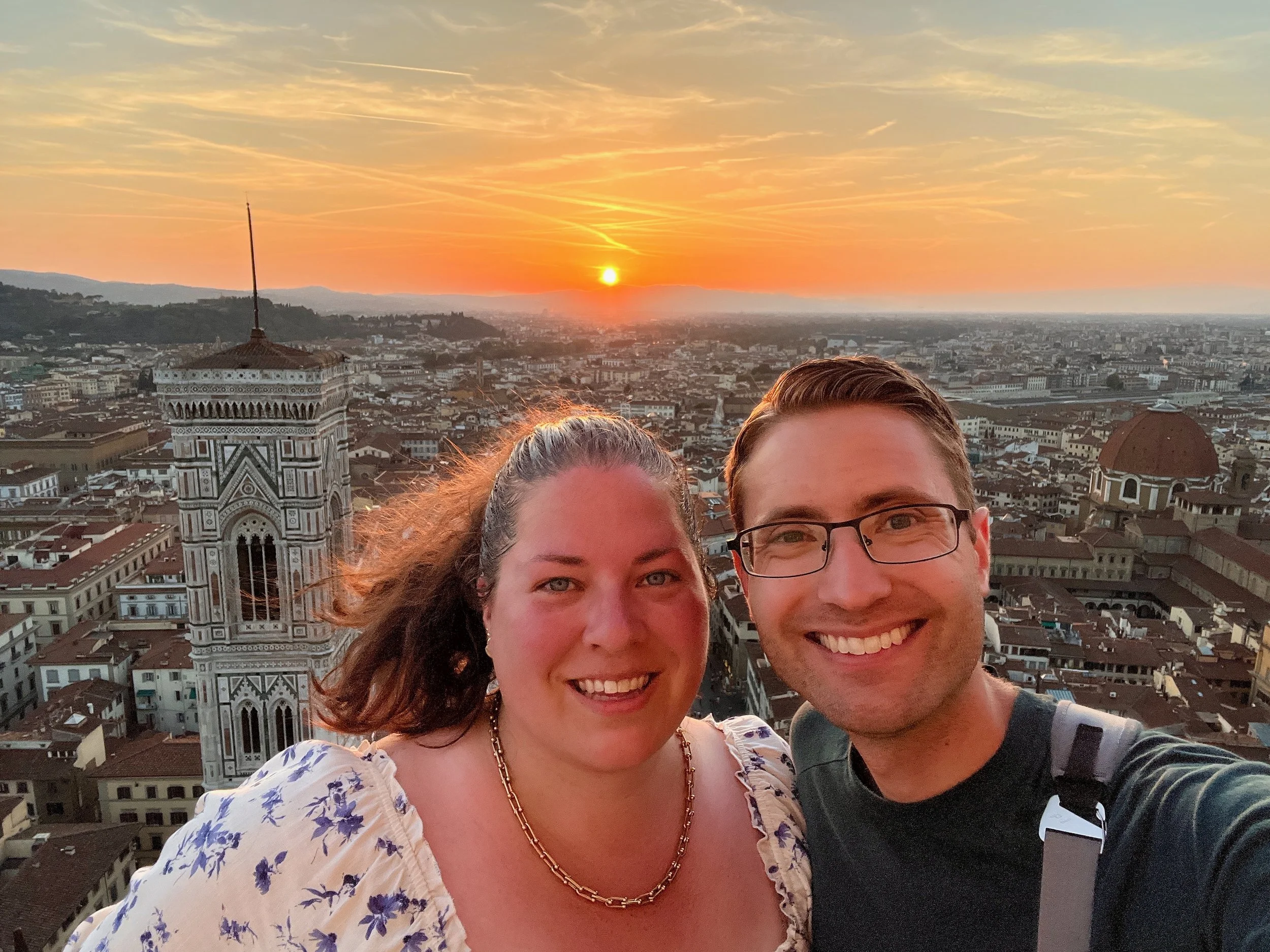 karin and Jeremy at the top of the duomo at sunset