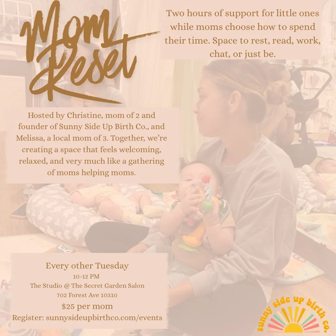 We believe a supported mom is infrastructure. That is at the heart of Sunny Side Up Society. 🤍 

The goal is to expand these offerings to weekends if there is enough interest. 

Next group 9/29. Come get the reset you need.