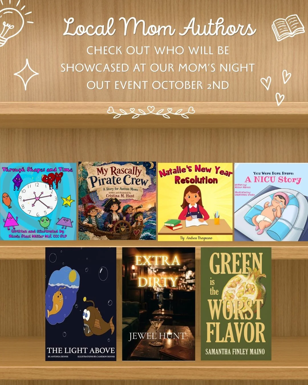 Meet the moms behind the books!

I am so excited to showcase these inspiring local mom authors at 90s Vibes, Pizza &amp; Mom Authors, our mom&rsquo;s night out on October 2nd.

Swipe through for a sneak peek of the amazing women joining us, their boo