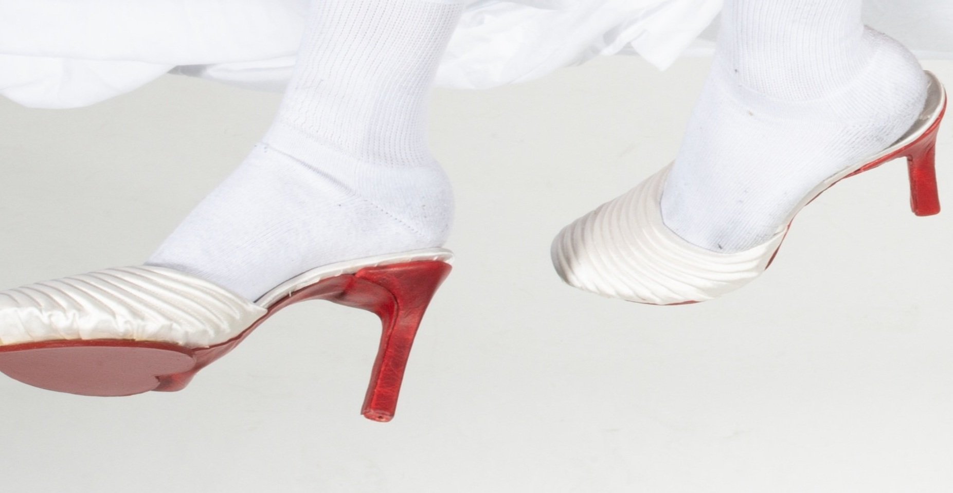 Heels-Handmade Duchess satin mules with cowhide covered heel and horse belly sole