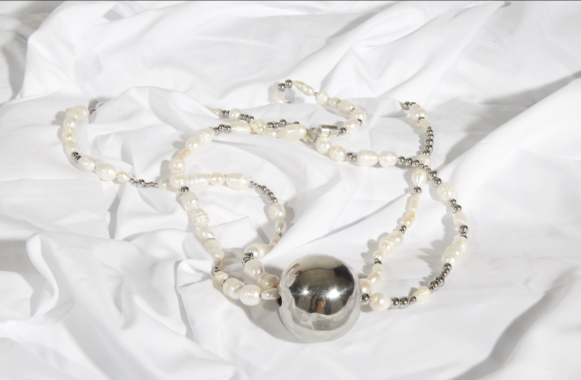 Pearl Harness- Handmade Baroque pearls with metal bearings and magnetic claps at the back