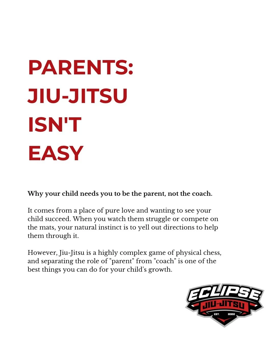 🙈 We have all done it. 🙈

When you see your kid struggling to escape a heavy side control pin or trying to solve a complex guard-passing puzzle, your natural instinct is to yell out directions to help them through it&hellip;it happens to the best o