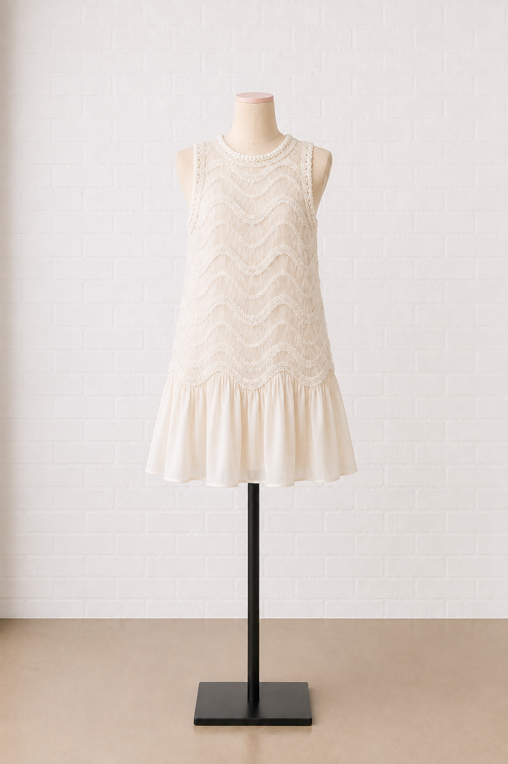 Elegant Mesh Panel Sleeveless Mini Dress