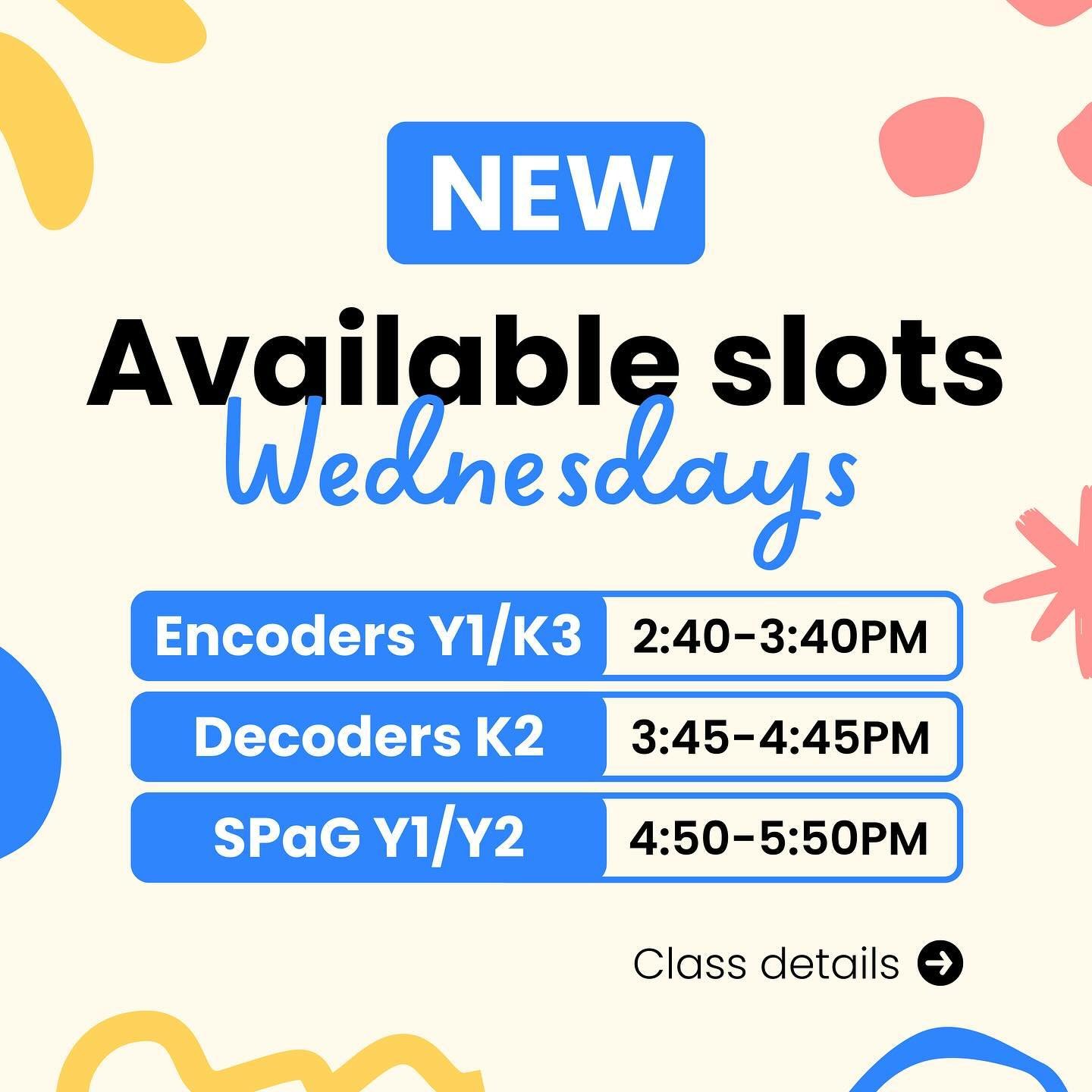Moms and dads - we've got available slots for Wednesdays starting in April 🥳 GET YOUR FREE ASSESSMENT before slots fill up!

Additional class details:

👧 Decoders / Encoders

Updated Syllabus
✅ follows all British curriculum requirements 
✅ added A