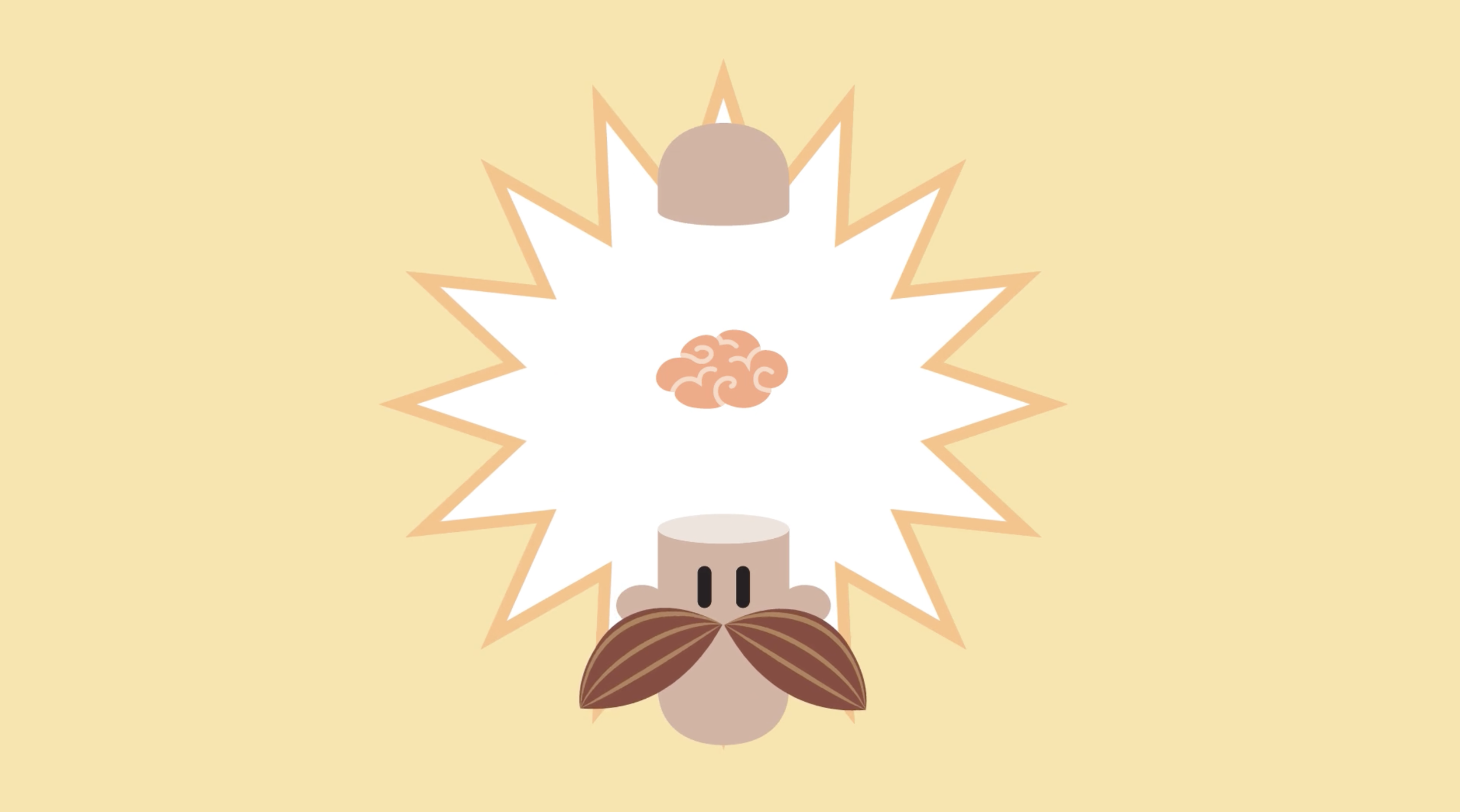 A man's brain comically explodes out of a man's head