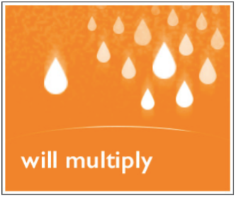 A graphic of rain falling with the text, will multiply