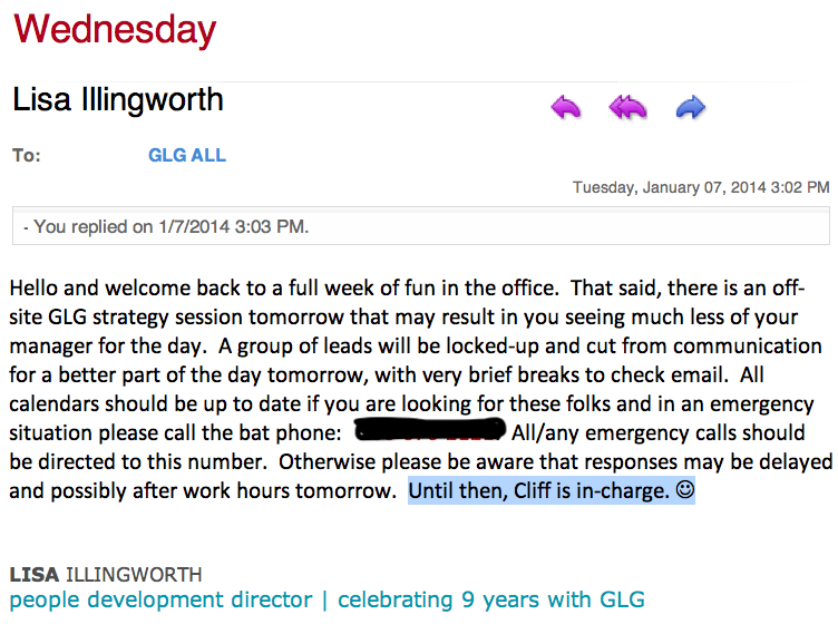 An email from The Garrigan Lyman Group Leadership team