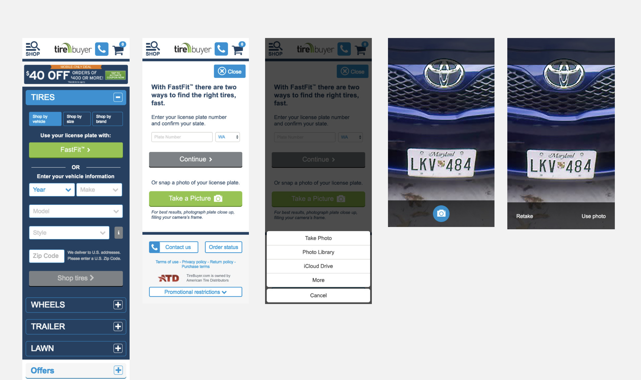 TireBuyer App UI screen