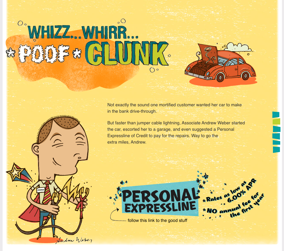 Landing page story 2: "Whizz...Whirr...Poof...Clunk"