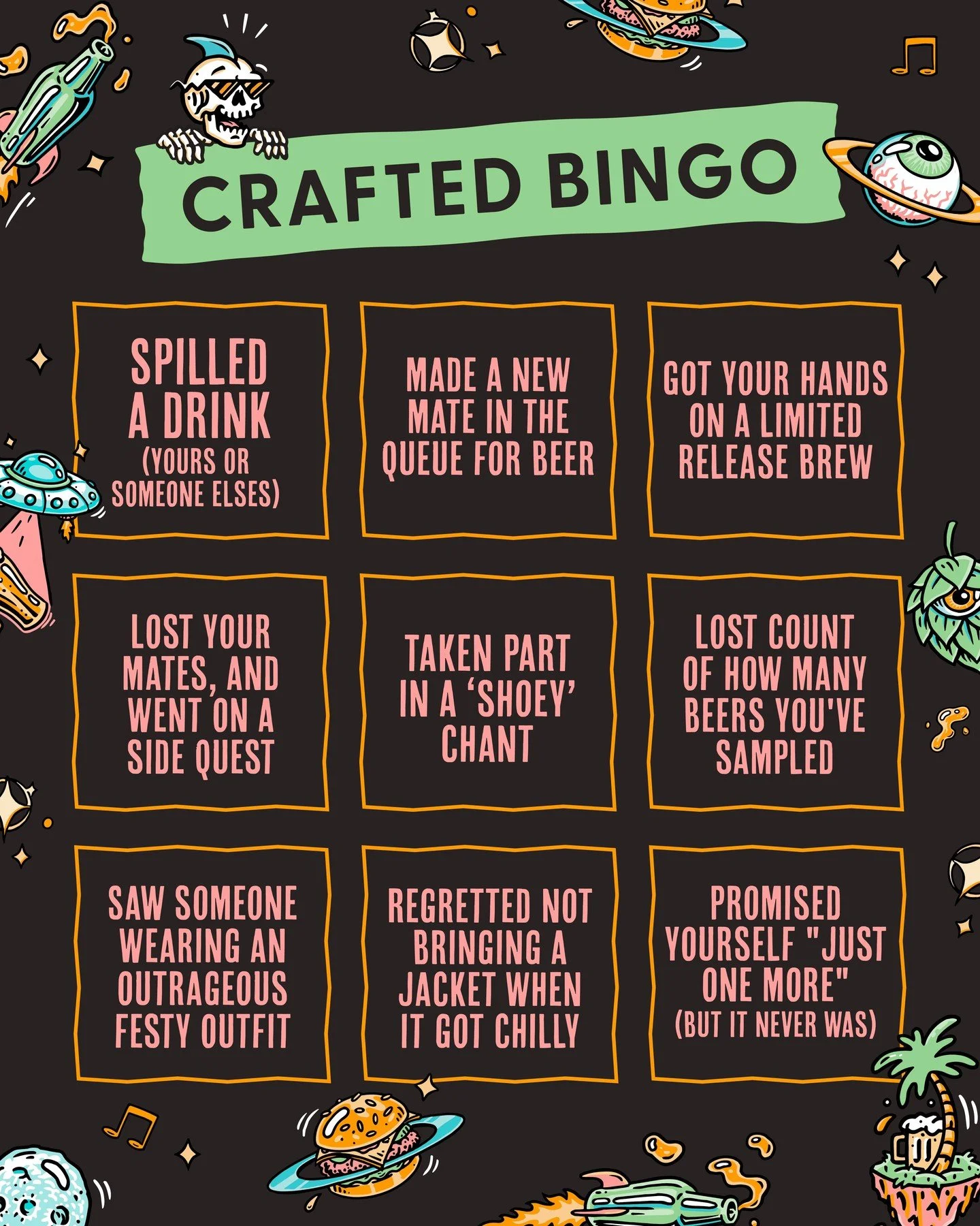 Hey Newy, we&rsquo;ve cooked up a cheeky little Crafted Bingo, and your mission, should you choose to accept it, is to fill &lsquo;er out and tag your festival crew. ✅

Repost this card to your story and show us how many you tick off, see ya on Satur
