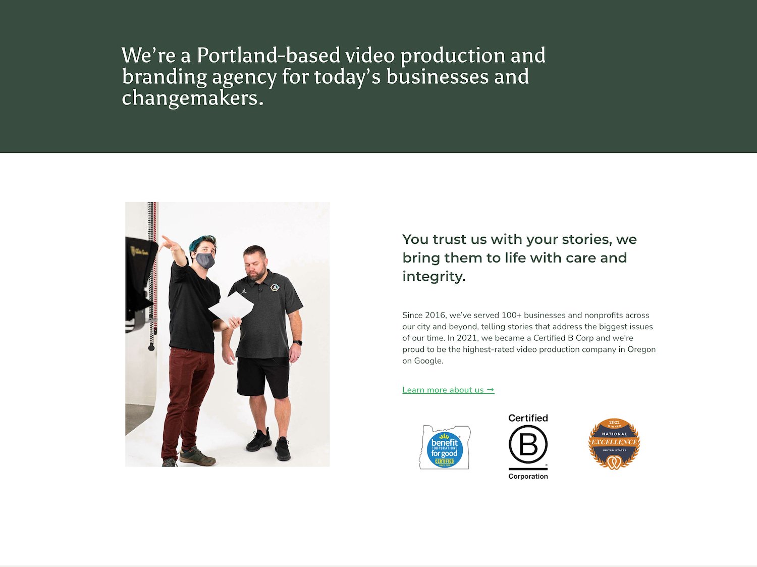 Company description on Bridge City Media's homepage.