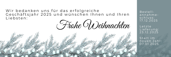 Frohe Weihnachten und unsere Betriebszeiten zum Jahreswechsel