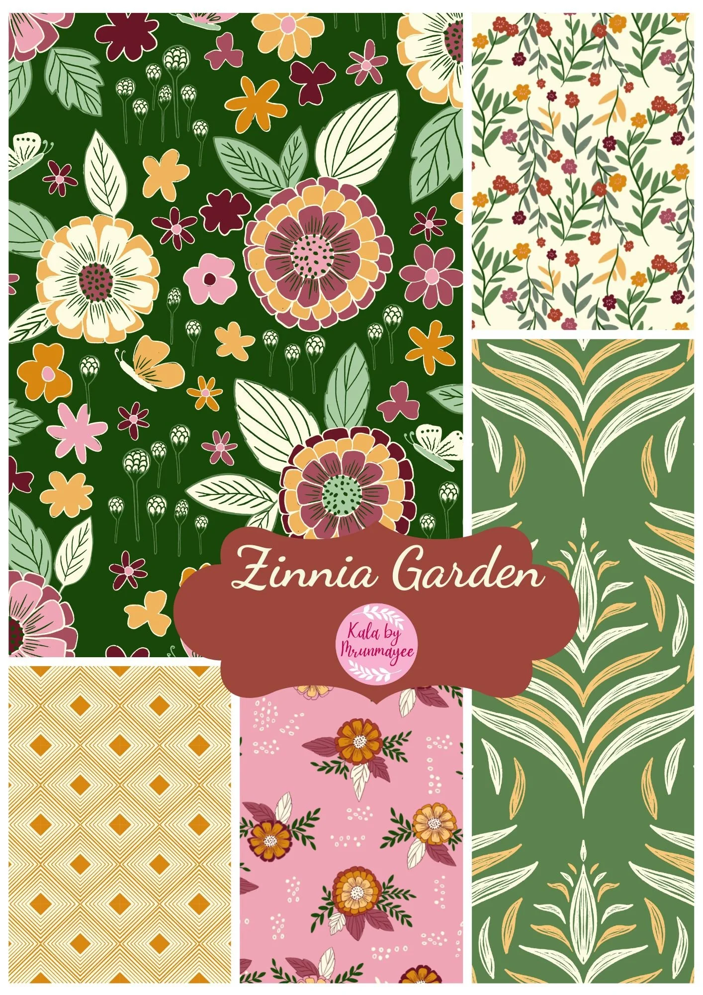 Zinnia Garden — Kala By Mrunmayee - Surface Pattern Designer - Artist