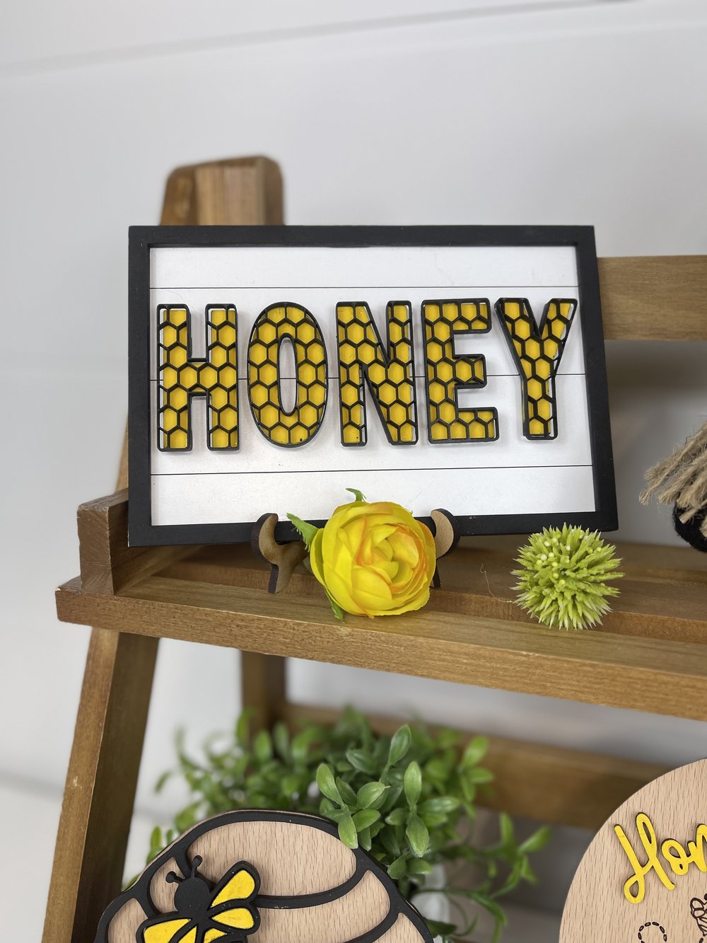 Hexagon Bee 3D sign - Honey Bee Tiered Tray Decor – Backyard Dahlia