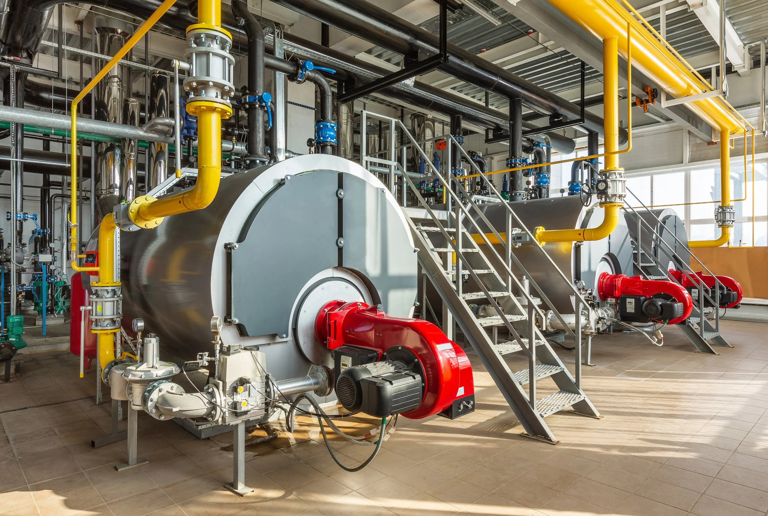 Industrial boilers at a food processing plant