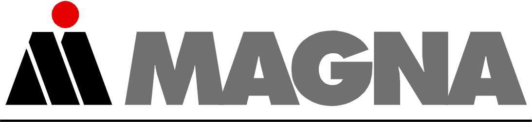 Magna logo with black "M" and red dot