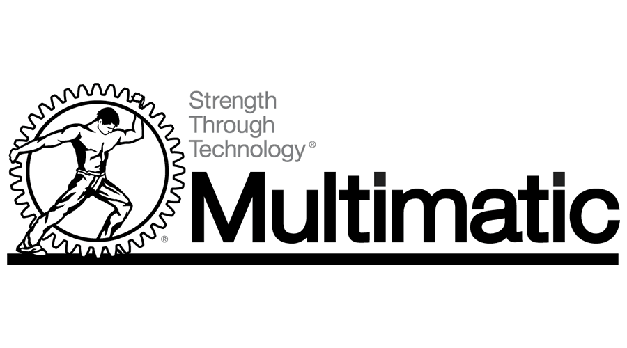 Multimatic logo with a stylized strongman and gear icon, and the text "Strength Through Technology."