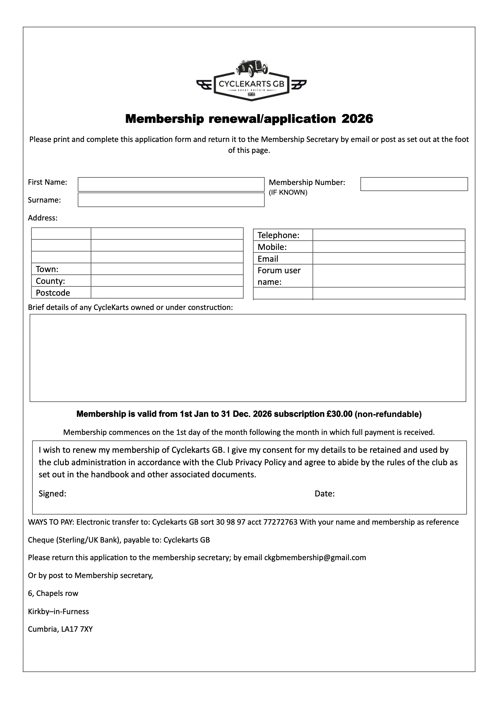 2026 MEMBERSHIP FORM