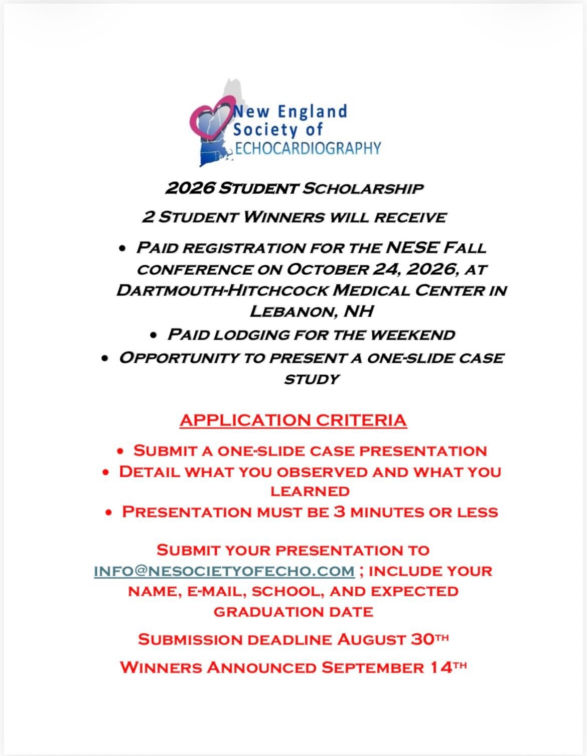 🎓 BACK BY POPULAR DEMAND 🎓 
NESE Student Scholarships are returning for 2026‼️ 
We are offering two students an opportunity to have their registration and lodging fees paid for by the board for this years upcoming Fall conference AND the opportunit