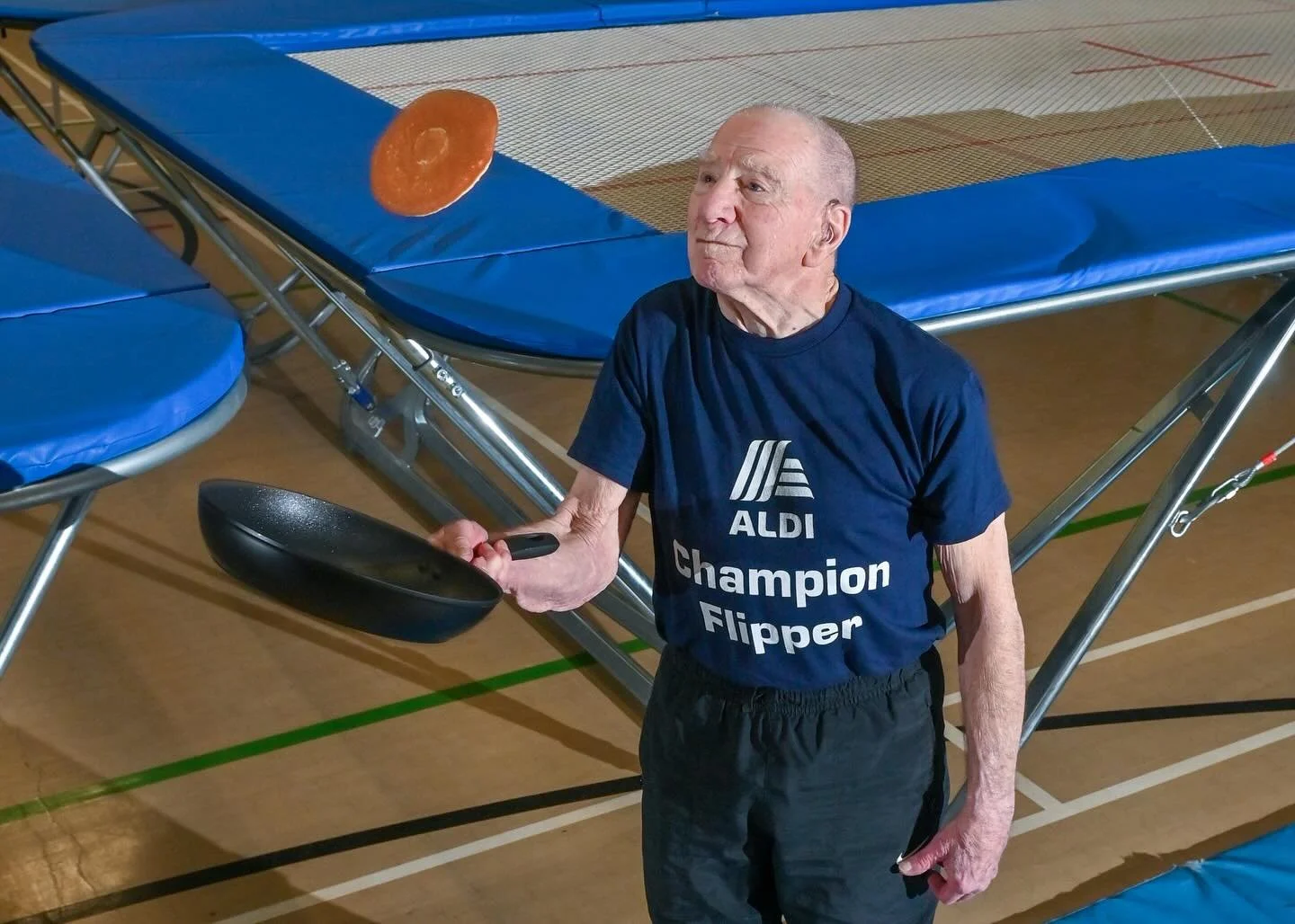 THE FLIPPING CONTINUES! Off the back of my shoot with Peter, @aldiuk crowned him their &lsquo;champion flipper&rsquo;.

A 91-year-old trampolining legend stunned onlookers by carrying out a perfect pancake flip whilst upside down. Gold medallist Pete