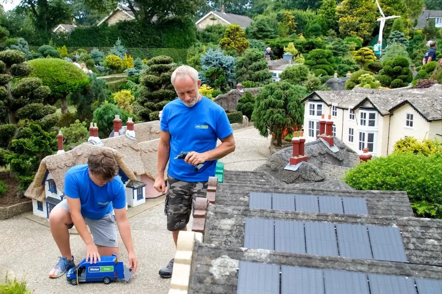 Stills from a promotional video I shot over on the Isle of Wight for Wickes Solar installation.

An iconic model village has installed tiny replica solar panels across three of its traditional houses. The display mirrors the growing adoption of solar