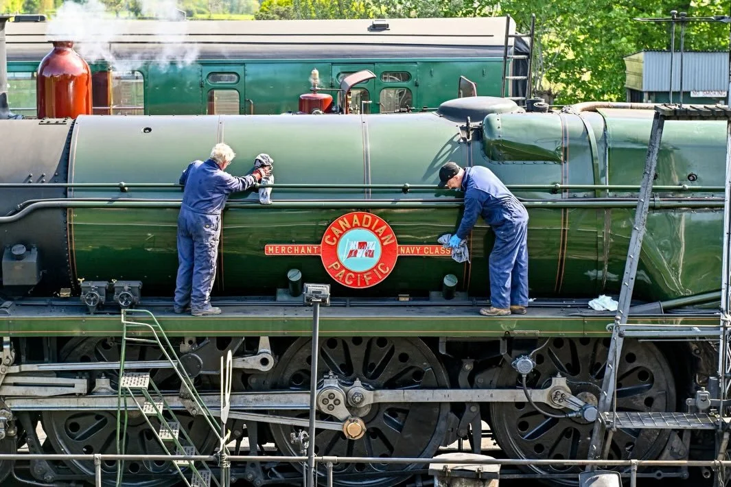 Volunteers and staff engineers polish and run the engines ahead of their passenger trips for the upcoming Spring Steam Gala, which started on Friday 24th April. 

The Gala will run for a total of three days where passengers will be driven approximate