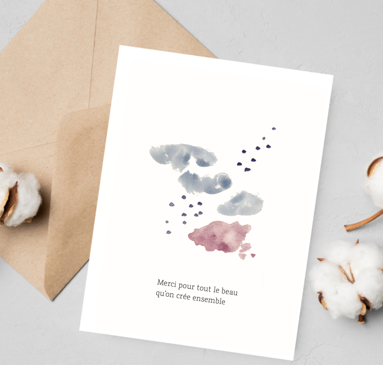 Carte "Merci pour tout le beau qu'on crée ensemble"