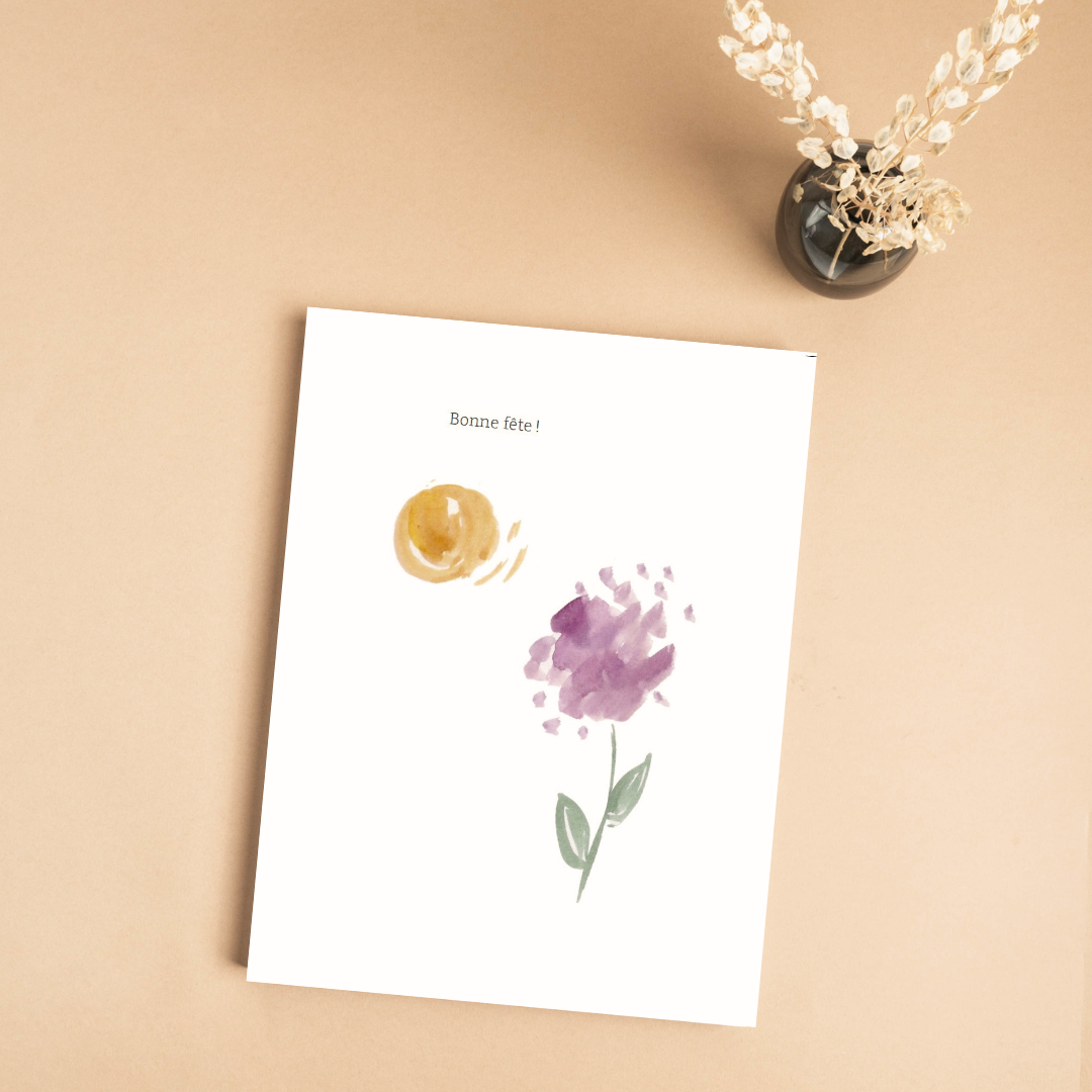 Carte Bonne fête - Fleur mauve