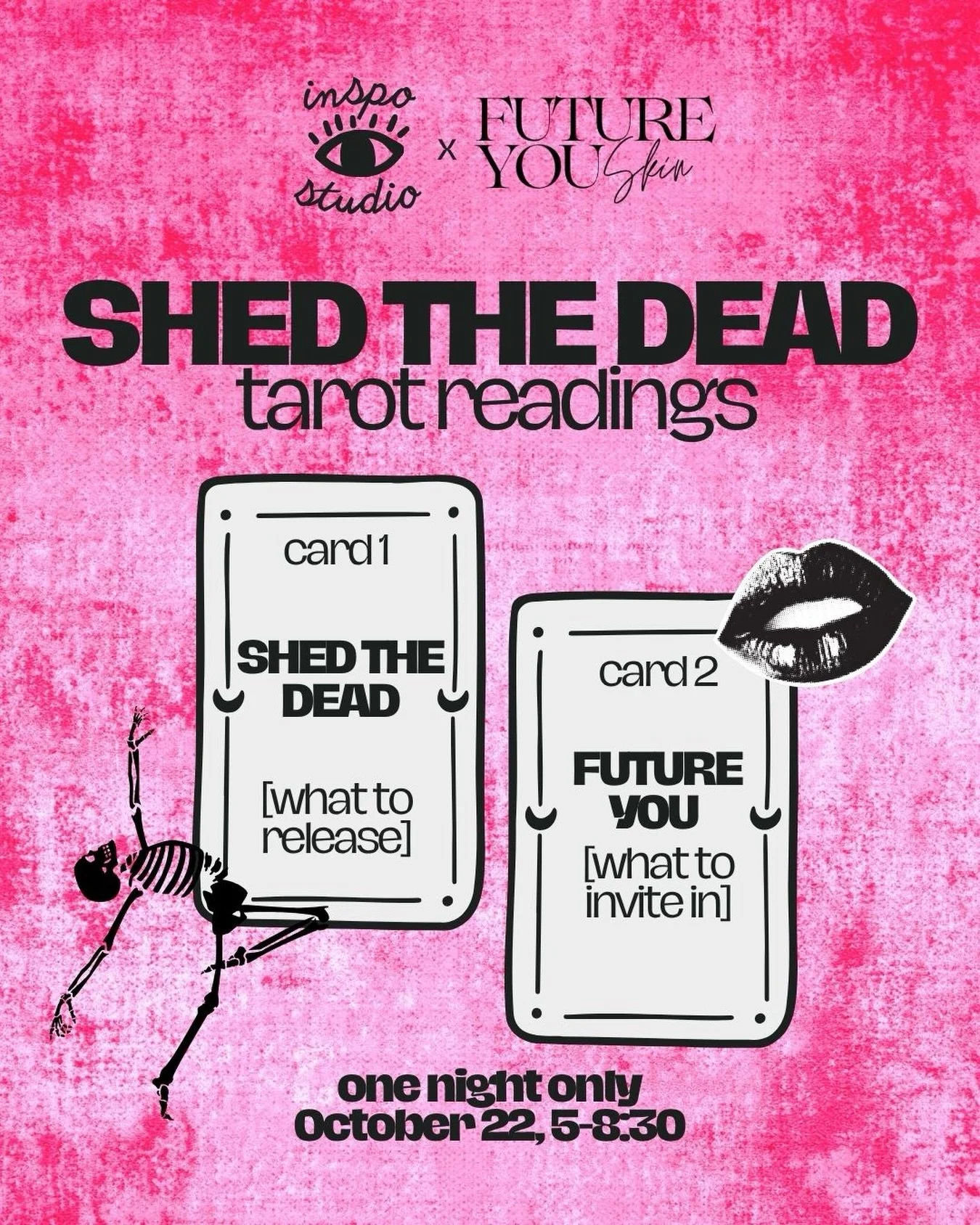 this thursday! Come get a 2-card quickie at Shed the Dead with @futureyou_skin. 

Let go of what no longer serves you and see what Autumn has in store for you 👻🔮🪩 

Catch these ghouls too
@_angel_atelier_ 
@bellapiercingoh 
@rootandsol_cincy 
@the